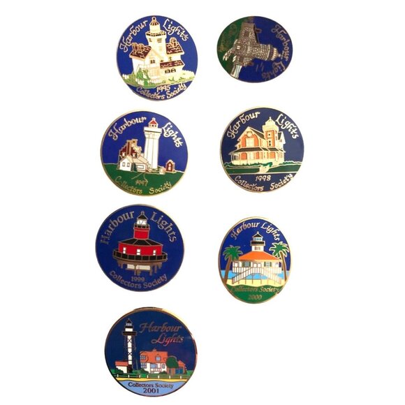 Harbour Lights Collector's Society Pins Lot of 7 Collectible Excellent 1995-2000 - Picture 1 of 12